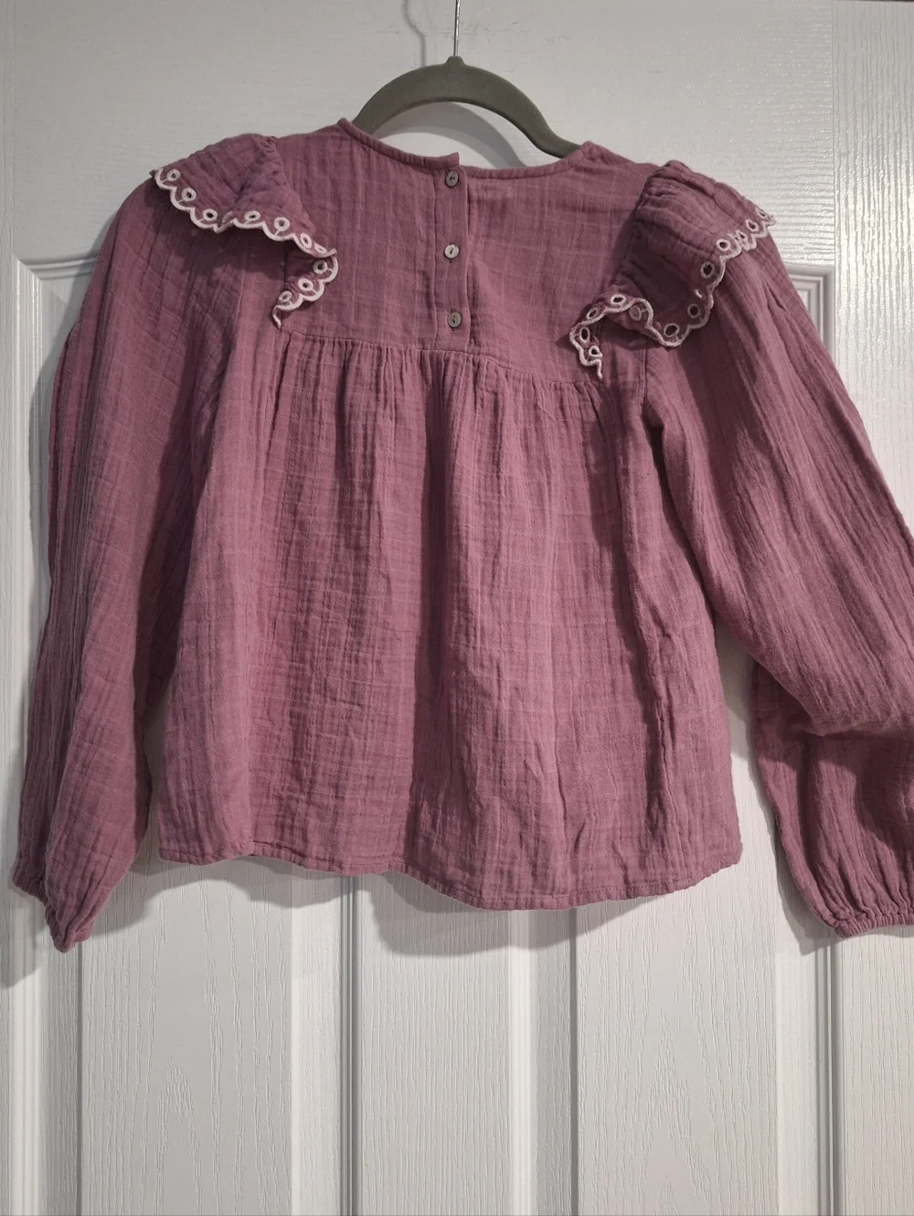 Mango Lavender Ruffle Long-Sleeve Blouse